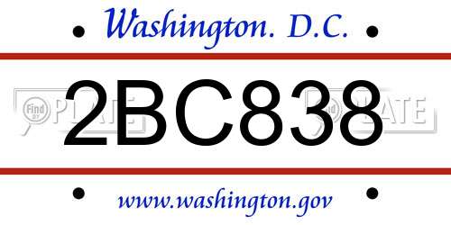 2BC838 District Of Columbia License Plate