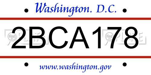 2BCA178 District Of Columbia License Plate