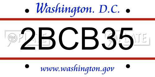 2BCB35 District Of Columbia License Plate