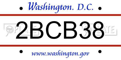 2BCB38 District Of Columbia License Plate