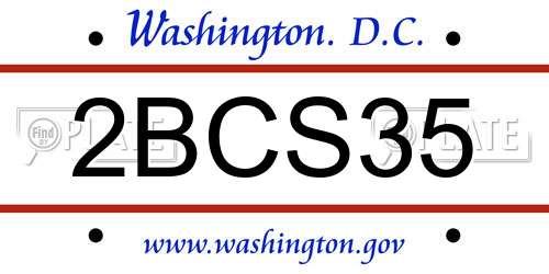 2BCS35 District Of Columbia License Plate