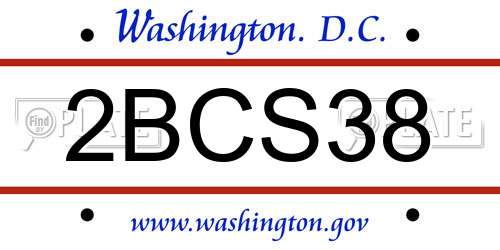 2BCS38 District Of Columbia License Plate