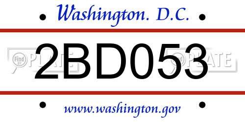 2BD053 District Of Columbia License Plate