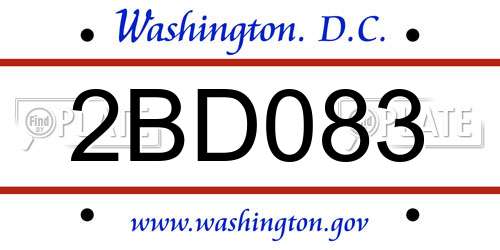 2BD083 District Of Columbia License Plate