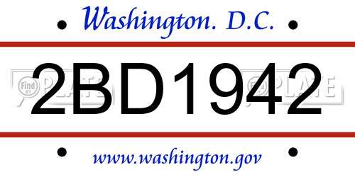 2BD1942 District Of Columbia License Plate