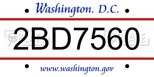 2BD7560 District Of Columbia License Plate