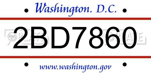 2BD7860 District Of Columbia License Plate