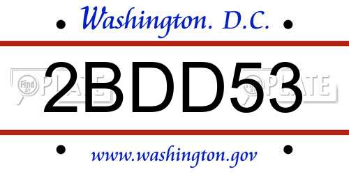 2BDD53 District Of Columbia License Plate