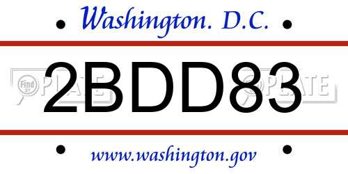 2BDD83 District Of Columbia License Plate