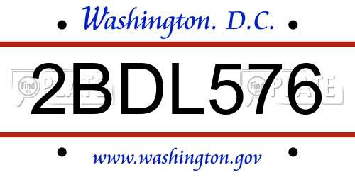 2BDL576 District Of Columbia License Plate