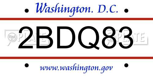 2BDQ83 District Of Columbia License Plate
