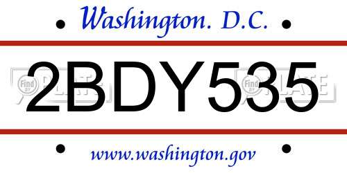 2BDY535 District Of Columbia License Plate