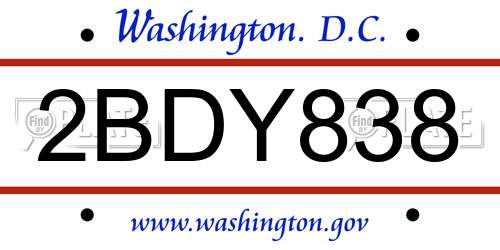 2BDY838 District Of Columbia License Plate