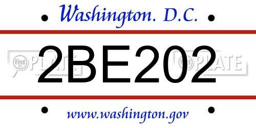 2BE202 District Of Columbia License Plate