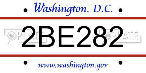 2BE282 District Of Columbia License Plate