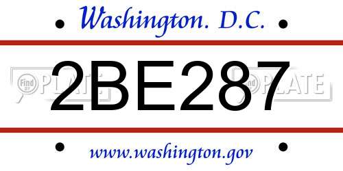 2BE287 District Of Columbia License Plate