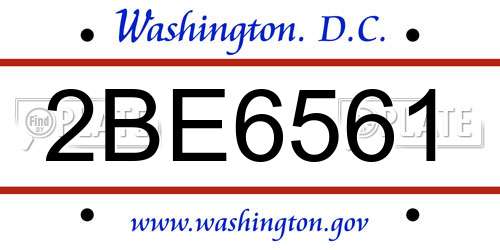 2BE6561 District Of Columbia License Plate