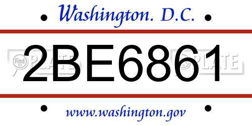 2BE6861 District Of Columbia License Plate