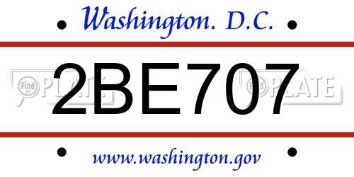 2BE707 District Of Columbia License Plate