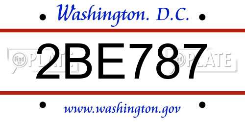 2BE787 District Of Columbia License Plate