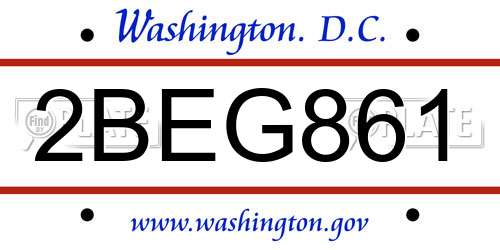 2BEG861 District Of Columbia License Plate