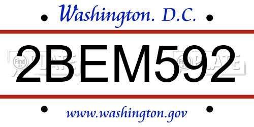 2BEM592 District Of Columbia License Plate