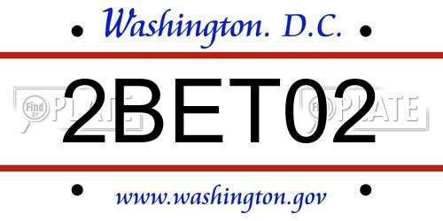 2BET02 District Of Columbia License Plate