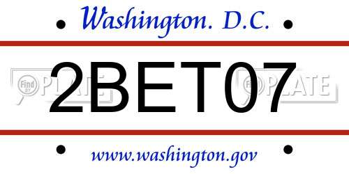2BET07 District Of Columbia License Plate