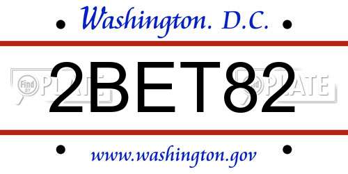 2BET82 District Of Columbia License Plate