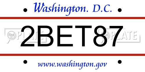 2BET87 District Of Columbia License Plate
