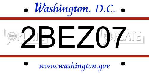 2BEZ07 District Of Columbia License Plate