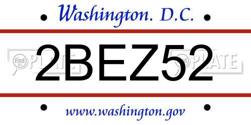2BEZ52 District Of Columbia License Plate
