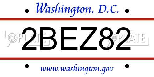 2BEZ82 District Of Columbia License Plate