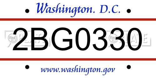 2BG0330 District Of Columbia License Plate