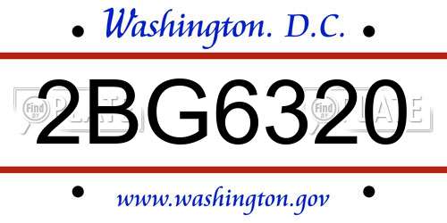 2BG6320 District Of Columbia License Plate