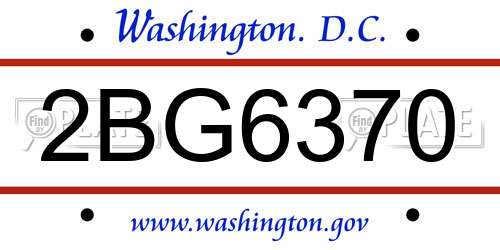2BG6370 District Of Columbia License Plate