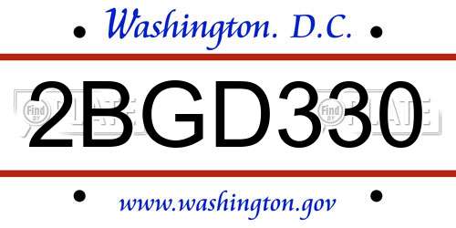 2BGD330 District Of Columbia License Plate