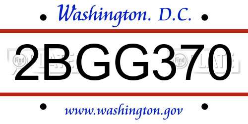 2BGG370 District Of Columbia License Plate