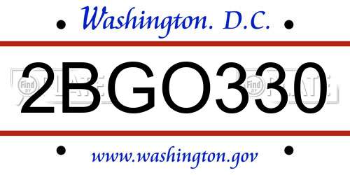 2BGO330 District Of Columbia License Plate