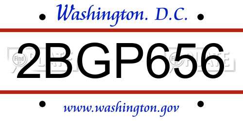 2BGP656 District Of Columbia License Plate