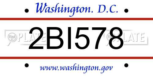 2BI578 District Of Columbia License Plate