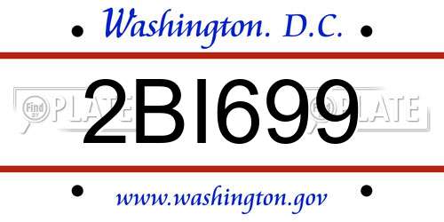 2BI699 District Of Columbia License Plate