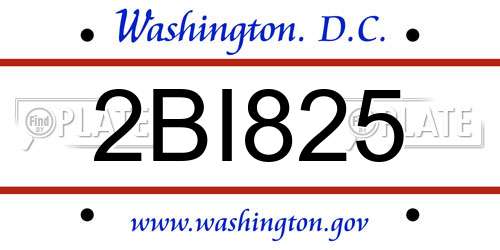 2BI825 District Of Columbia License Plate