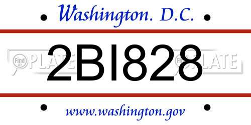 2BI828 District Of Columbia License Plate
