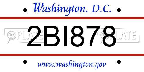 2BI878 District Of Columbia License Plate