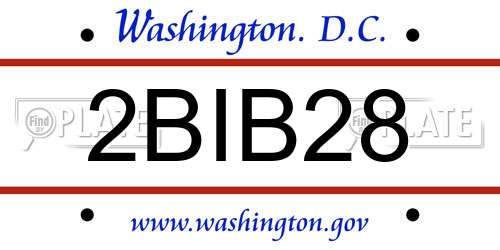2BIB28 District Of Columbia License Plate