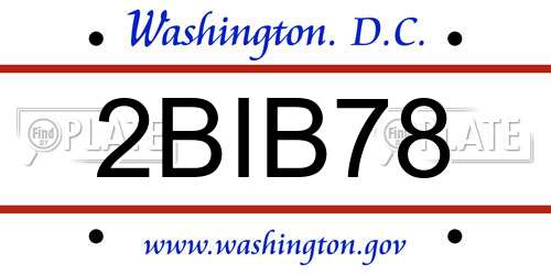 2BIB78 District Of Columbia License Plate