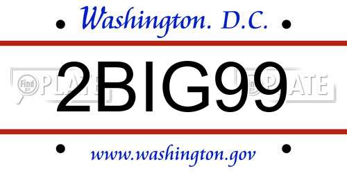 2BIG99 District Of Columbia License Plate