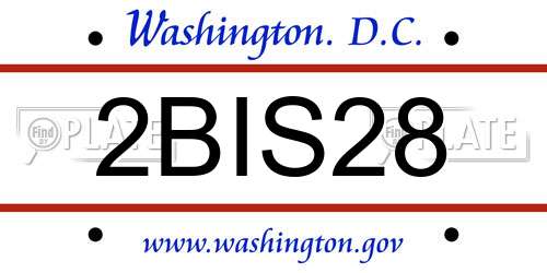 2BIS28 District Of Columbia License Plate
