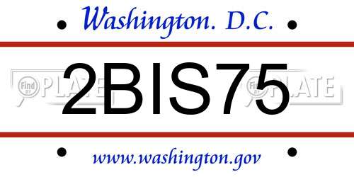 2BIS75 District Of Columbia License Plate